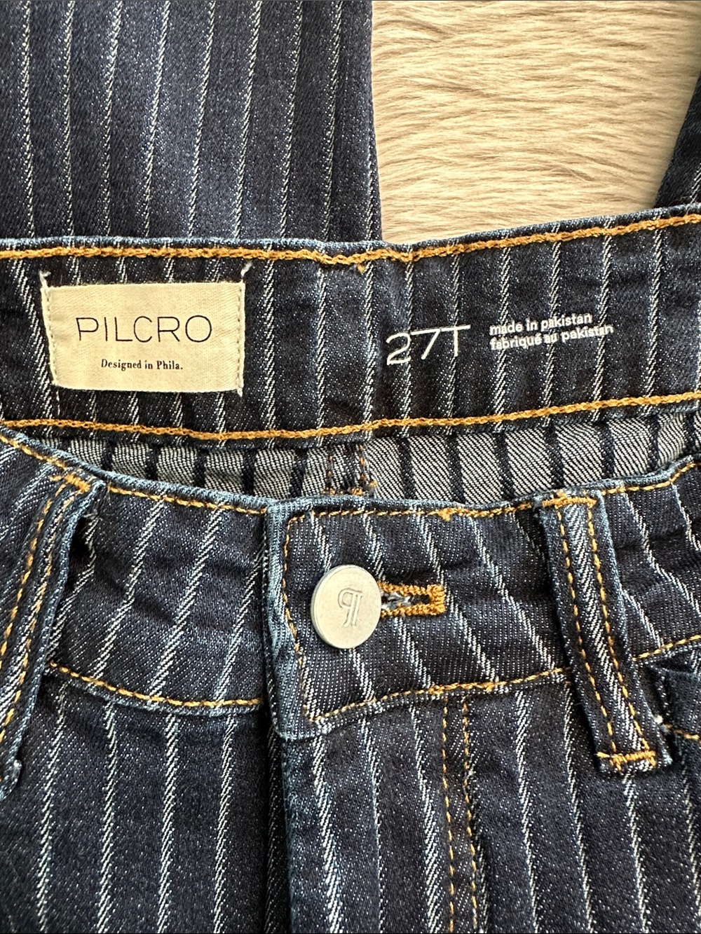Pilcro by Anthropologie Kayden High-Rise Railroad Stripe Carpenter Barrel Jeans - Picture 6 of 9